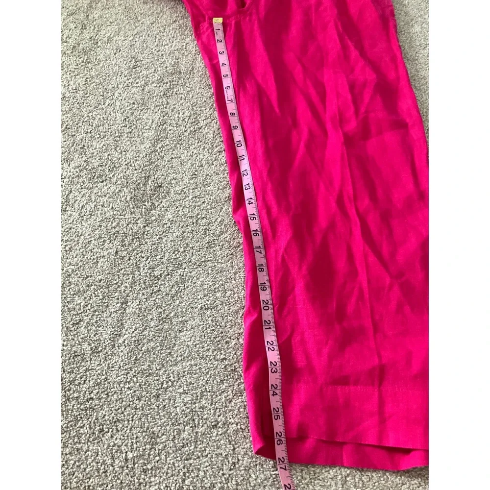 Tahari Essentials 100% Linen Hot Pink Wide Leg Pull On Resort Lounge Pants Large - Picture 6 of 7